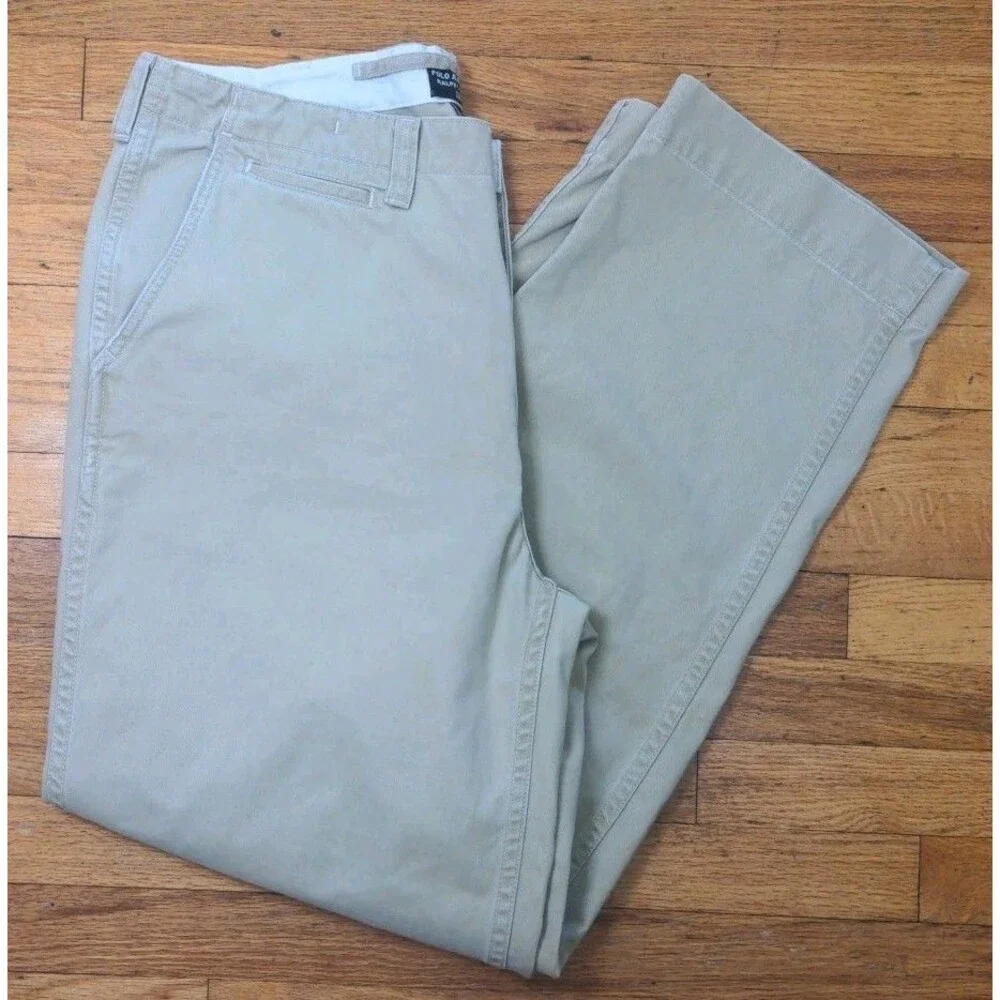 Vtg Ralph Lauren Polo Jeans Co Pants Mens 36x32 Khaki Canvas 100% Cotton EUC